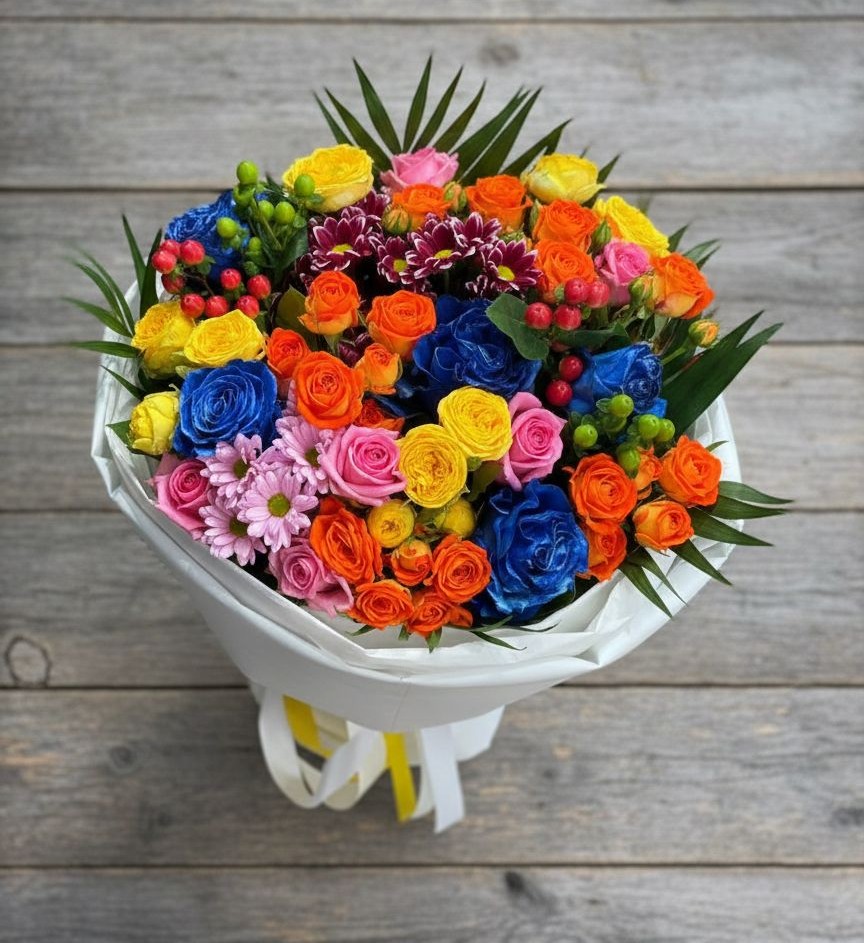 Букет цветов из: Розы и Хризантемы в Вихоревке