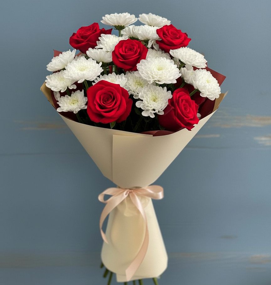 Букет цветов из: Розы и Хризантемы в Вихоревке