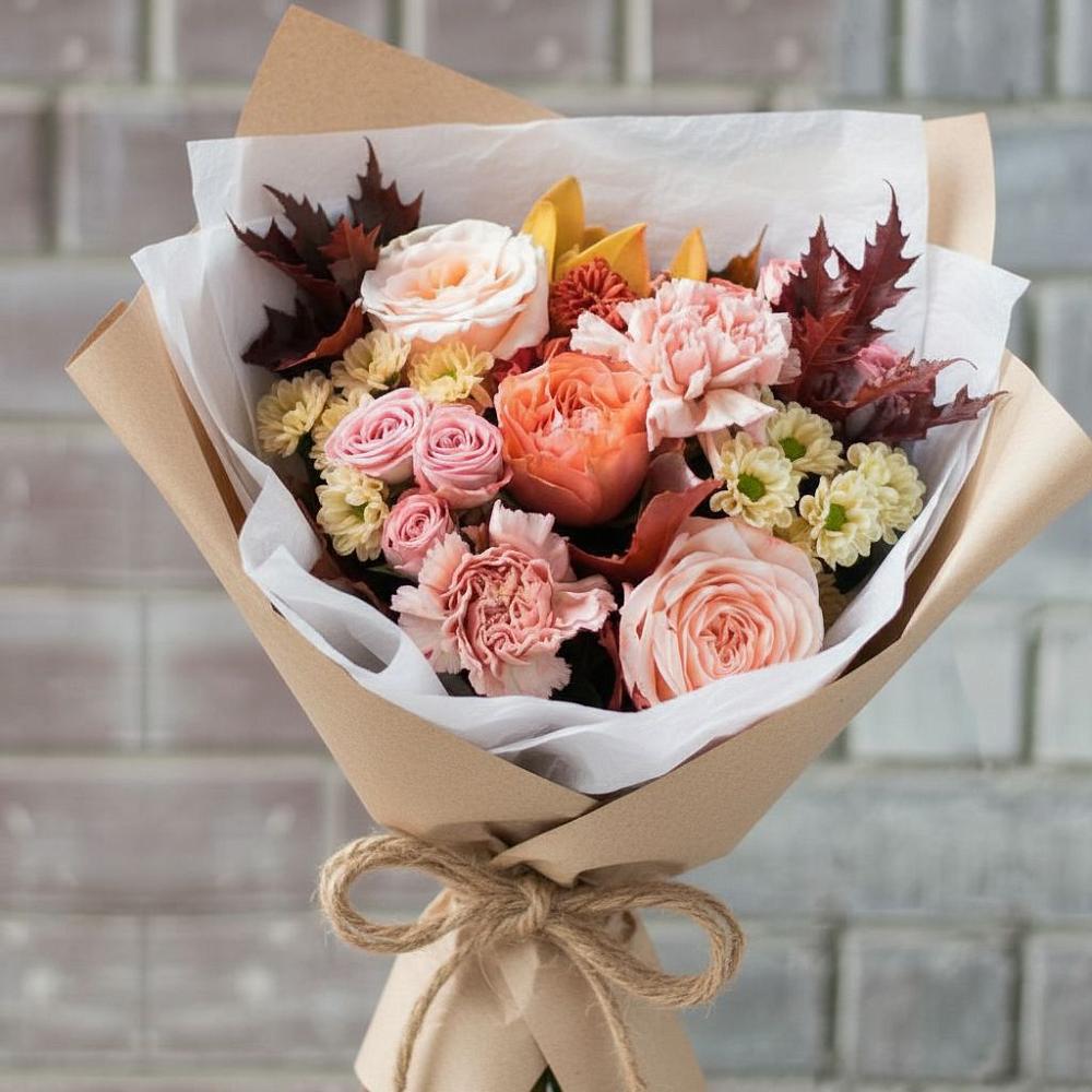 Букет цветов из: Гвоздики, Хризантемы и Розы в Вихоревке