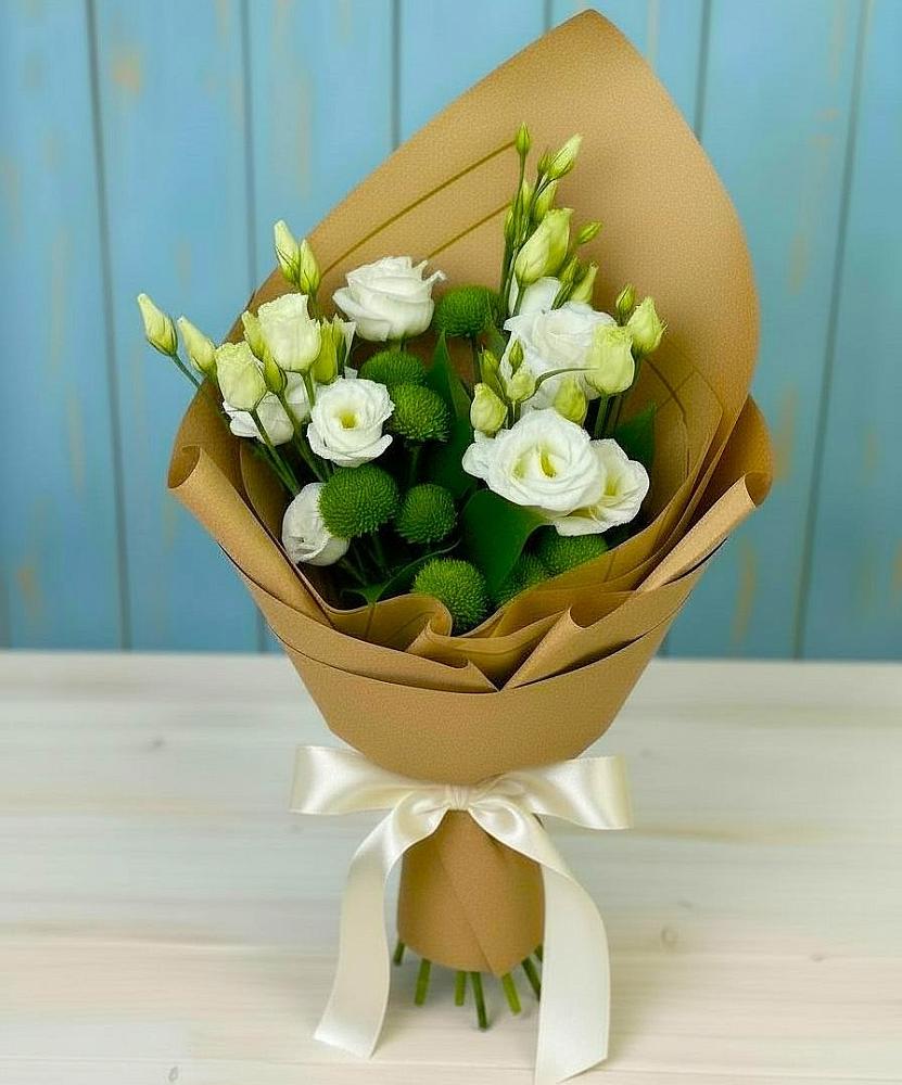 Букет цветов из: Хризантемы и Лизиантусы в Вихоревке