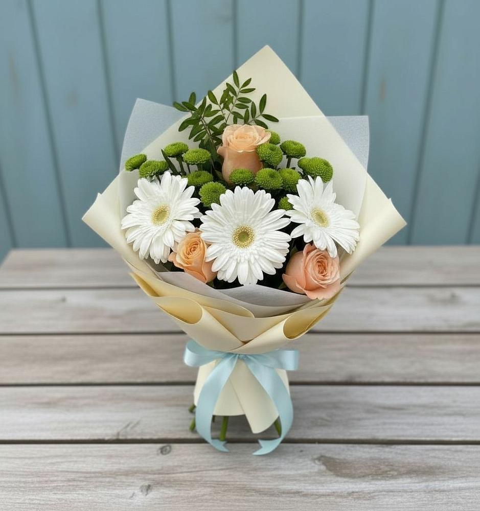 Букет цветов из: Герберы, Розы и Хризантемы в Вихоревке