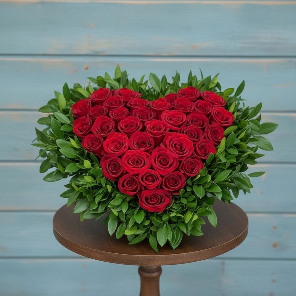 Цветочная композиция из Розы в виде сердца в Вихоревке