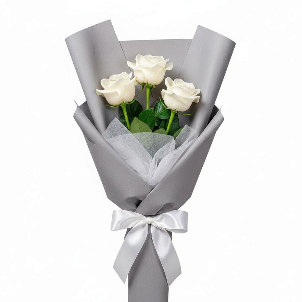 Букет 3 белые розы в Вихоревке