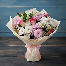 Букет цветов из:  Хризантемы, Альстромерии и Розы в Вихоревке