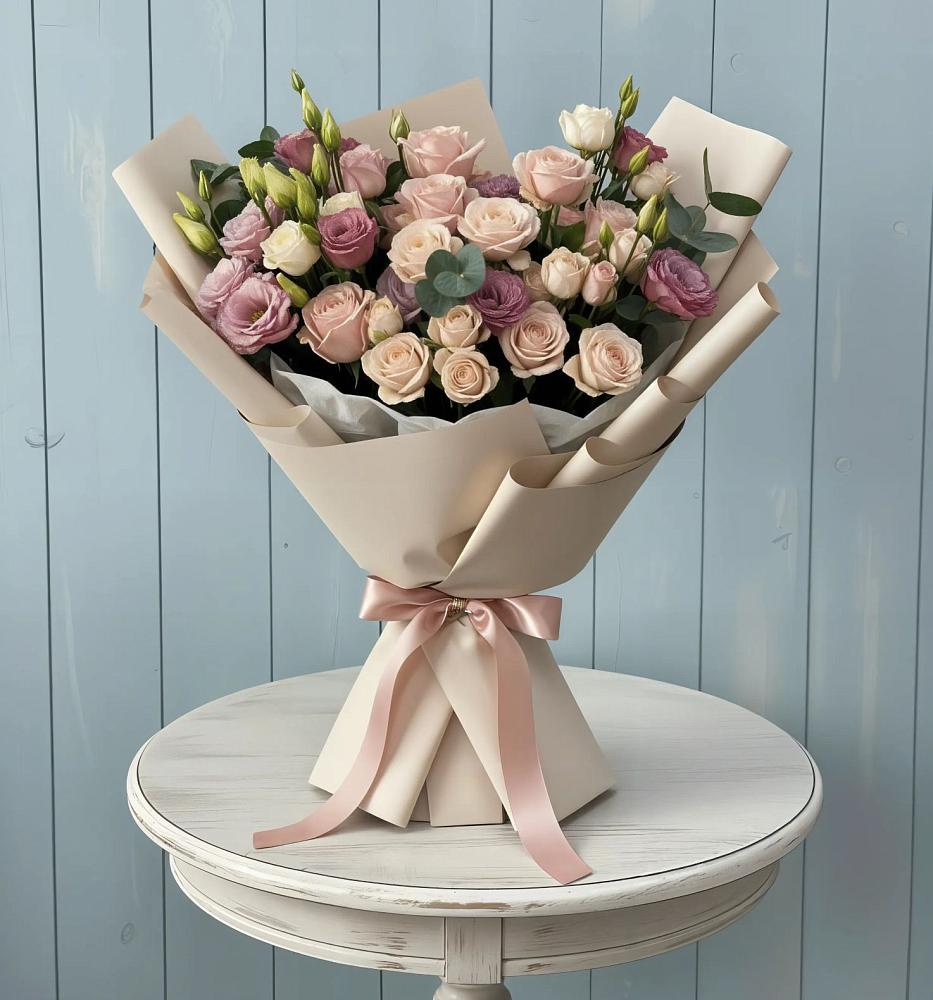 Букет цветов из: Розы и Лизиантусы в Вихоревке