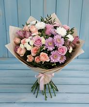 Букет цветов из:  Хризантемы, Розы и Альстромерии #REPLACE_PRED# Вихоревке