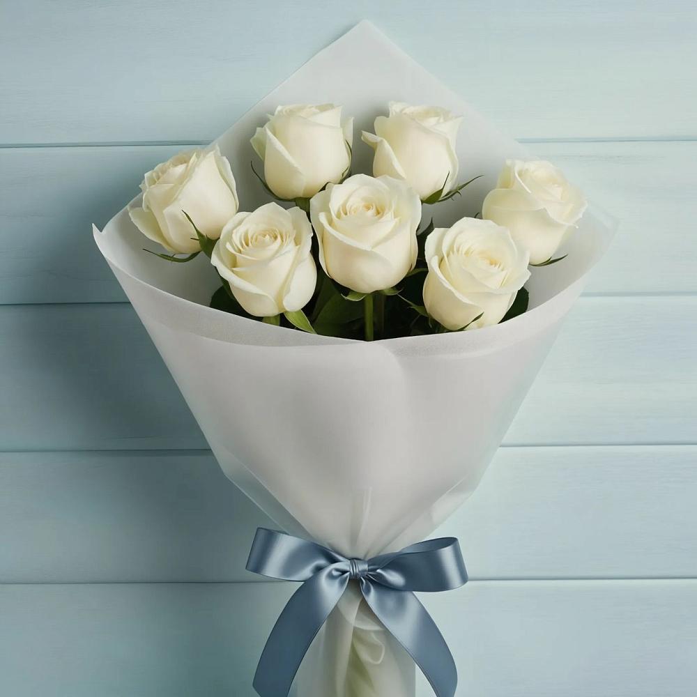 Букет 7 Белых роз Эдлесс Лав в Вихоревке